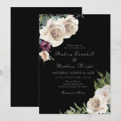 Élégants Roses ivoiriens sur Faire-part de mariage (Devant / Derrière)