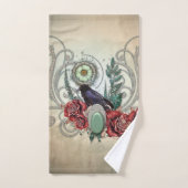 Élégants roses vintages avec corbeau (Serviette à main)