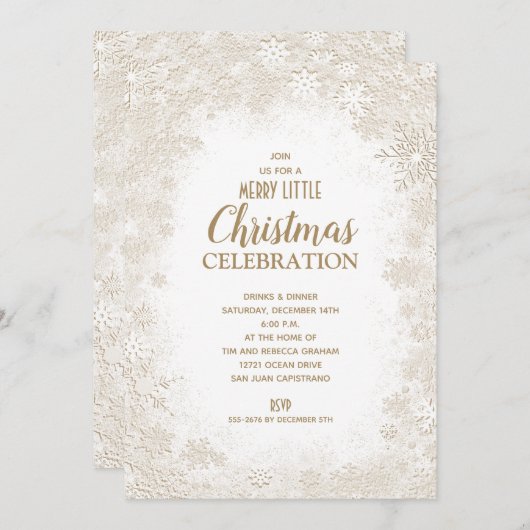 Élégants Snowflakes Noël Invitations de Noël (Devant / Derrière)