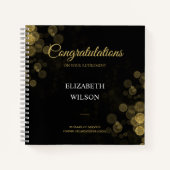 ElegantScript Retirement Party Gold Confetti Guest Notitieboek (Voorkant)