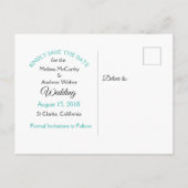 ElegantTeal en het Zwarte Weddenschap van het Manu Aankondigingskaart (Achterkant)