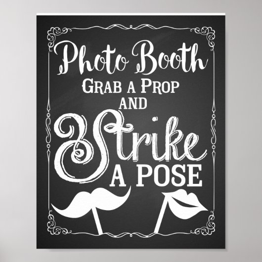 Elegatief bord voor een fotohokje op een bruiloft poster (Voorkant)