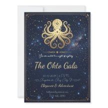 Elegatieve Gouden Octopus Hemelachtige Nacht Uitno