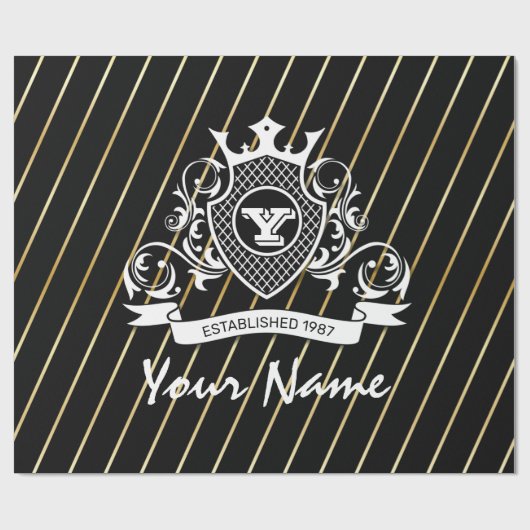 Elegenat White Monagram Fashioned wrapted wrappape Cadeaupapier (Vlak)