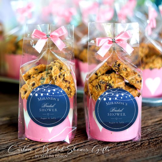 Elegent Blue Night & String Lights Vrijgezellenfee Ronde Sticker