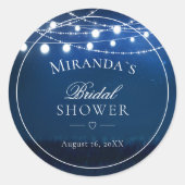 Elegent Blue Night & String Lights Vrijgezellenfee Ronde Sticker (Voorkant)