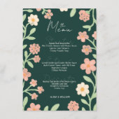 Elegent Floral Green Pink Border Minimal  Menu (Voorkant)