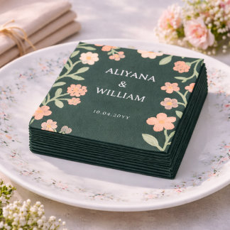 Elegent Floral Green Pink Border Minimal Servet