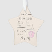 Elegent Minimal Baby Name Script & Geboortestatist Ornament (voorkant)