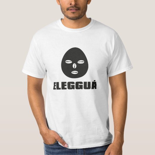 Eleggua, zwart op wit t-shirt (Voorkant)