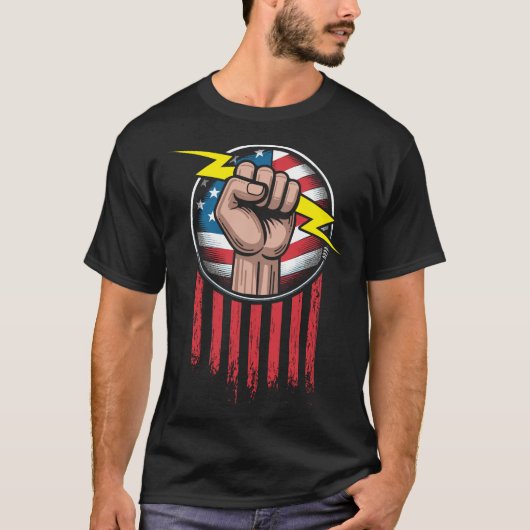 Elektricien Amerikaanse vlag patriottisch T-shirt (Voorkant)