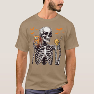 Elektricien Baan Horror Skelet Halloweeneam Kostuu T-shirt