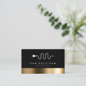 Elektricien Bold Zwart Goud Visitekaartje (Staand voorkant)