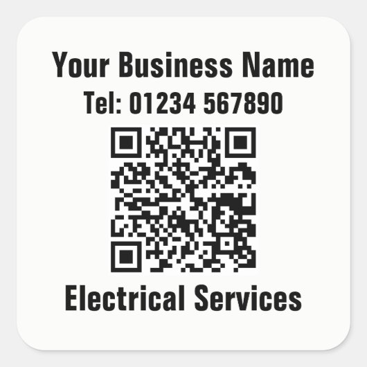 Elektricien Electrical Services QR-code Vierkante Sticker (Voorkant)