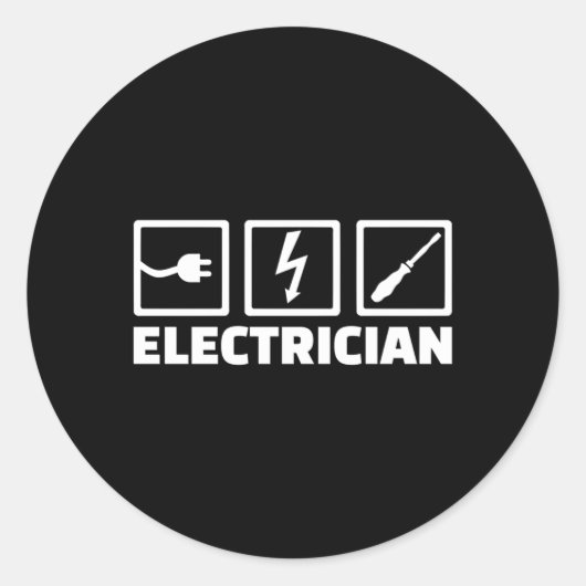 Elektricien Elektricien Zwart Klein Ronde Sticker (Voorkant)