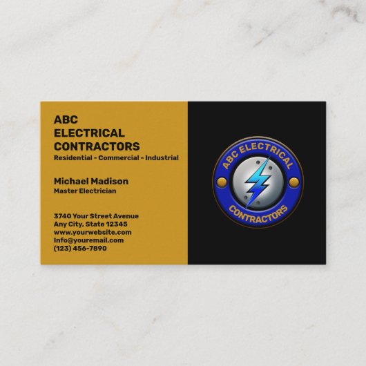 elektricien | Elektrische contractant Visitekaartje (Voorkant)