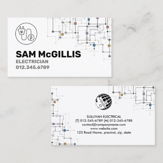 Elektricien Elektroaannemer Visitekaartje (Voorkant / Achterkant)