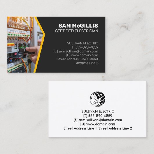 Elektricien Elektroaannemer Visitekaartje (Voorkant / Achterkant)