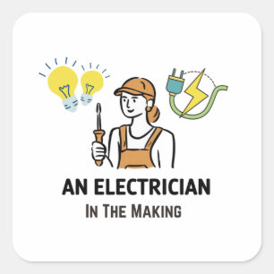 Elektricien in de maak vierkante sticker
