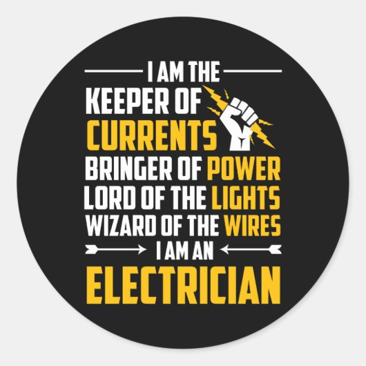 Elektricien Keeper Currents Bringer Power Ronde Sticker (Voorkant)