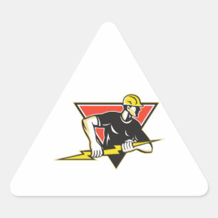 Elektricien Lightning Bolt Retro Driehoek Sticker