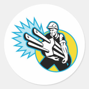 Elektricien of elektricien met een stekker ronde sticker