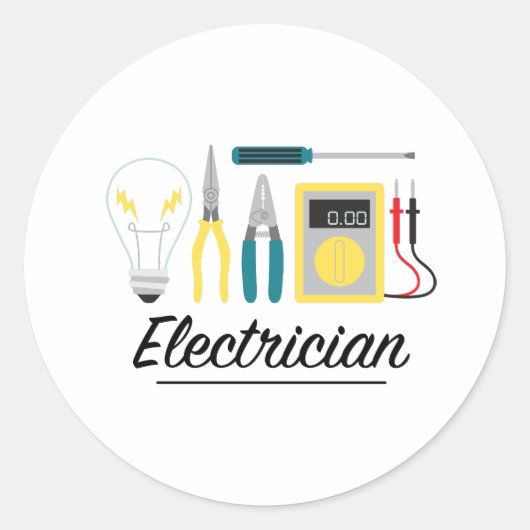 elektricien ronde sticker (Voorkant)