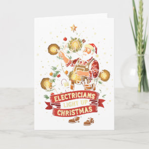 Elektricien verlicht Kerstmis Grappige Vader Kaart