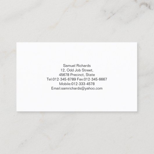 Elektricien Visitekaartje Eenvoudige Bulb Silhoutt (Achterkant)