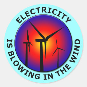 Elektriciteit waait in de wind ronde sticker