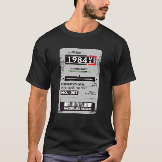 elektriciteitsmeter Drie-fasemeter verjaardag 1984 T-shirt (Voorkant)