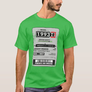 elektriciteitsmeter verjaardag 1993 elektricien ca t-shirt