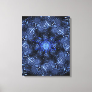 Elektrisch Blau Plasma Fractale Kunst Canvas Afdruk