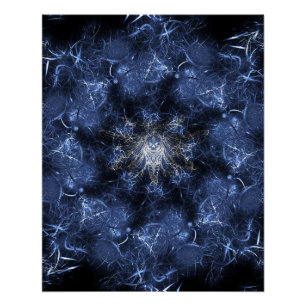 Elektrisch Blau Plasma Fractale Kunst Perfect Poster