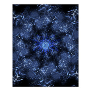 Elektrisch Blau Plasma Fractale Kunst Perfect Poster