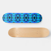 Elektrisch blauw aqua zwart geometrisch skateboard (Horizontaal)