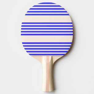 Elektrisch blauw en beige vijf strips tafeltennisbatje