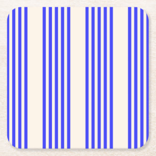Elektrisch blauw en beige vijf strips vierkante kartonnen onderzetter