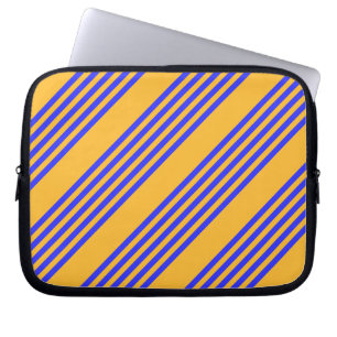 Elektrisch blauw en geel vijf strepen patroon laptop sleeve