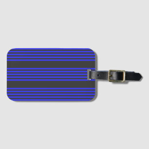 Elektrisch blauw en houtskool met vijf strippen bagagelabel