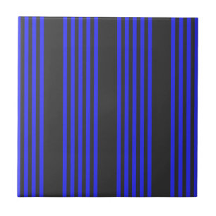 Elektrisch blauw en houtskool met vijf strippen tegeltje