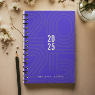 Elektrisch blauw geblokkeerd spiraal wekelijks planner