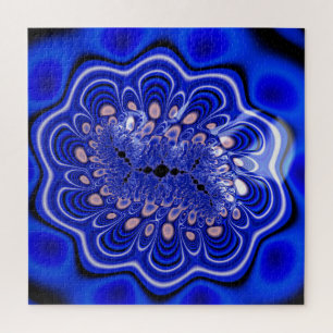 Elektrisch blauw holografisch fractale ventilator legpuzzel