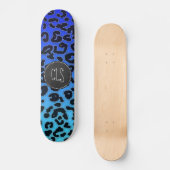 Elektrisch Blauw Leopard Print; Krijtbordlook Skateboard (Voorkant)
