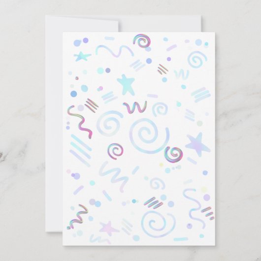 Elektrisch Blauw "Let's Party" Modern & Kleurrijk Kaart (Achterkant)