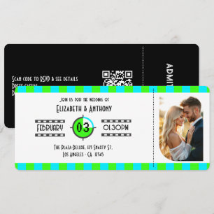 Elektrisch Blauw, Neon Groen & Zwart Bioscoopkaart Kaart