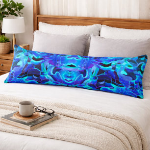 Elektrisch Blauwe Aqua Abstracte Golf Symmetrie Pa Lichaamskussen