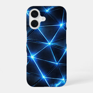 Elektrisch Blauwe Geometrische Energiegrid Hoesje iPhone 16 Hoesje