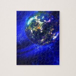 Elektrisch blauwe kerstbal ontwerp, aanpassen i legpuzzel