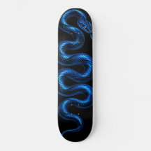 Elektrisch Blauwe Slang Skateboard Zwart Cyberpunk
